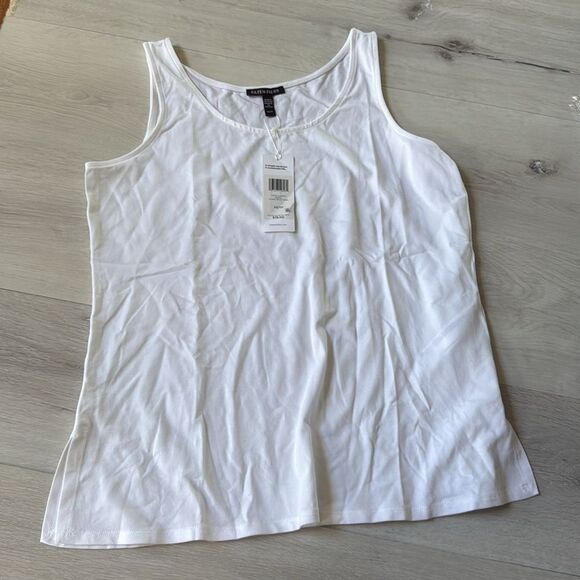 Eileen Fisher scoop neck tank White‎ XS/TP NWT in packaging - Picture 7 of 8